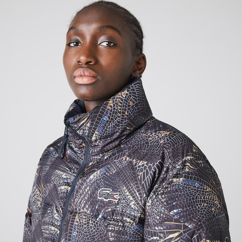 Women's Lacoste White / Navy Blue Jackets x National Geographic Print Quilted SH2-19141C3