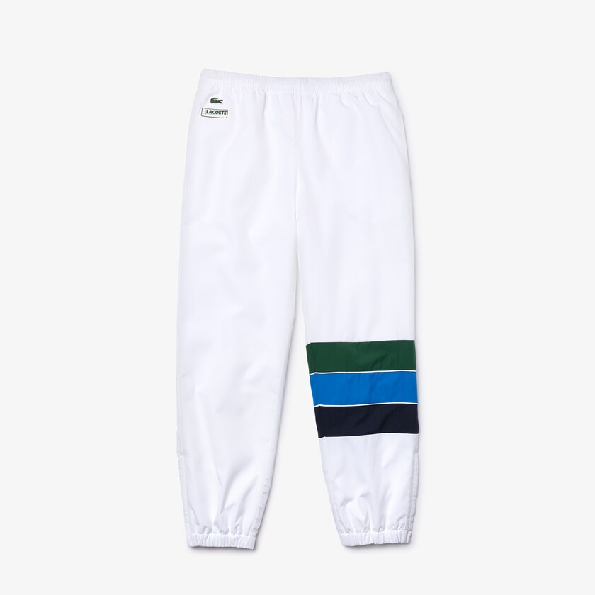 Men's Lacoste White / Navy Blue / Blue / Green Pants SPORT Striped Colorblock Tracksuit BX4-19771I6