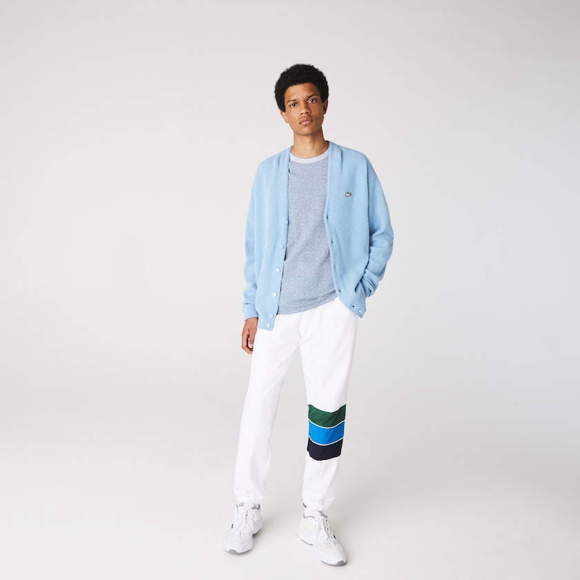 Men's Lacoste White / Navy Blue / Blue / Green Pants SPORT Striped Colorblock Tracksuit BX4-19771I6
