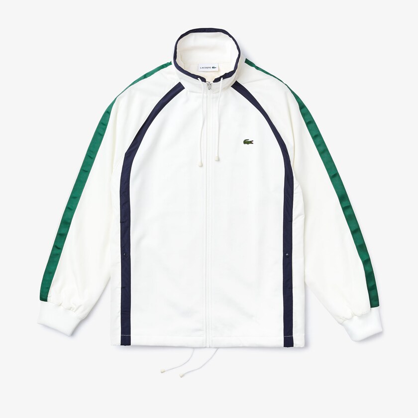 Men's Lacoste White / Navy Blue / Green Jackets Heritage Stripe Track RE9-23192L1