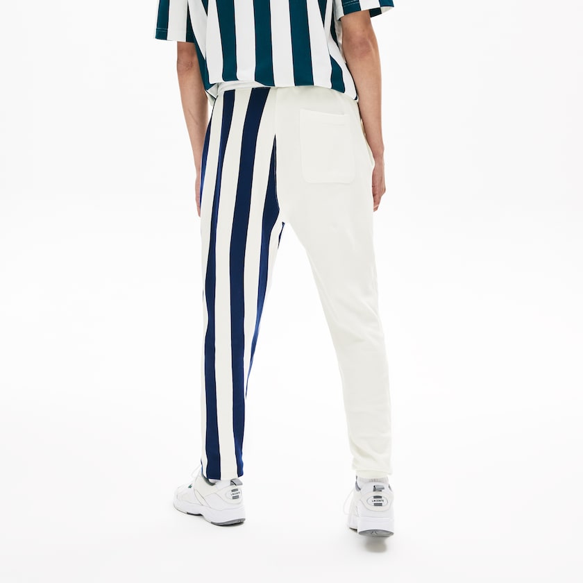 Men's Lacoste White / Navy Blue / White Pants LIVE Bicolor Fleece Tracksuit DR3-32803T1
