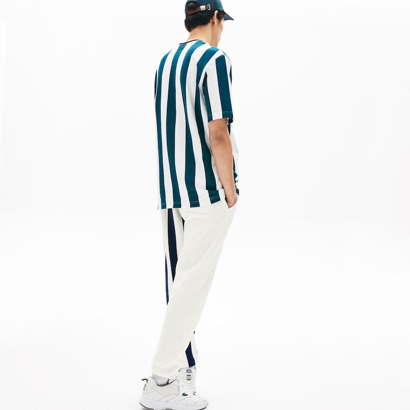 Men's Lacoste White / Navy Blue / White Pants LIVE Bicolor Fleece Tracksuit DR3-32803T1
