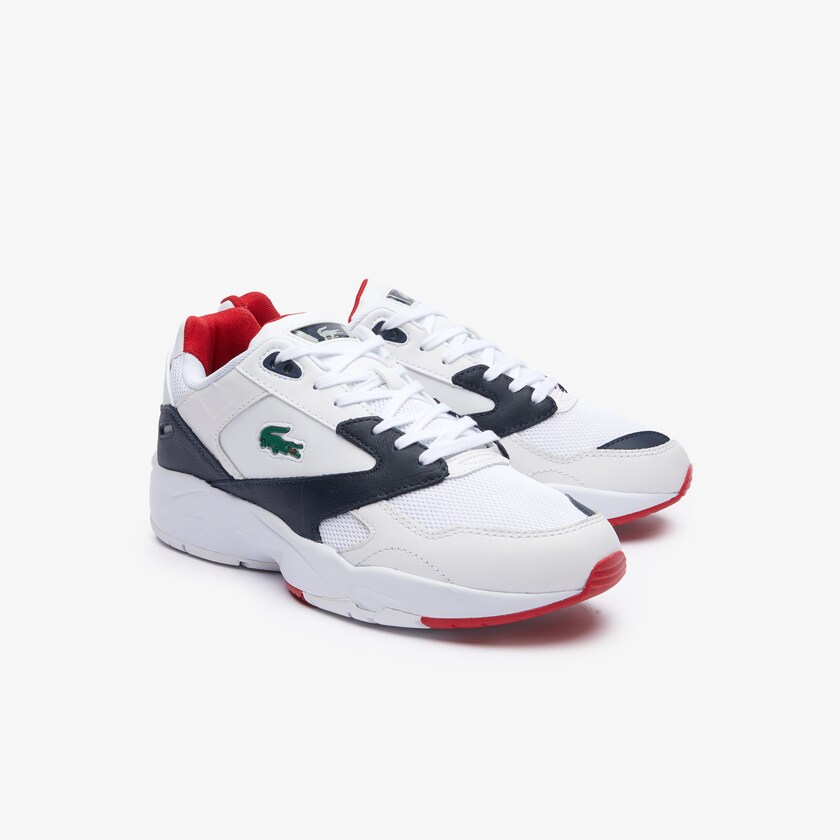 Men's Lacoste White / Navy Sneakers Storm 96 LO Mesh and Leather rubber crocodile ZH8-13221L6