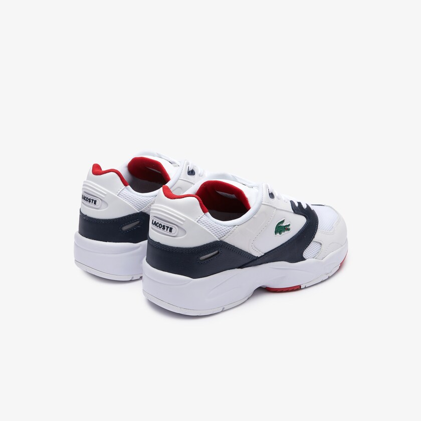 Men's Lacoste White / Navy Sneakers Storm 96 LO Mesh and Leather rubber crocodile ZH8-13221L6