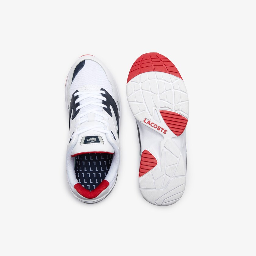 Men's Lacoste White / Navy Sneakers Storm 96 LO Mesh and Leather rubber crocodile ZH8-13221L6