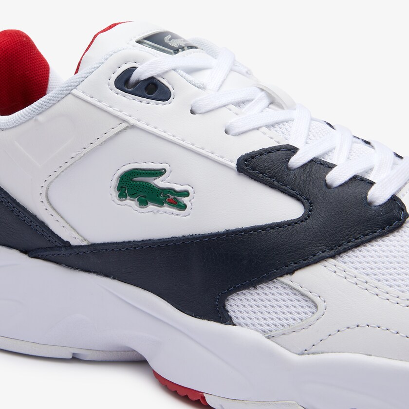 Men's Lacoste White / Navy Sneakers Storm 96 LO Mesh and Leather rubber crocodile ZH8-13221L6