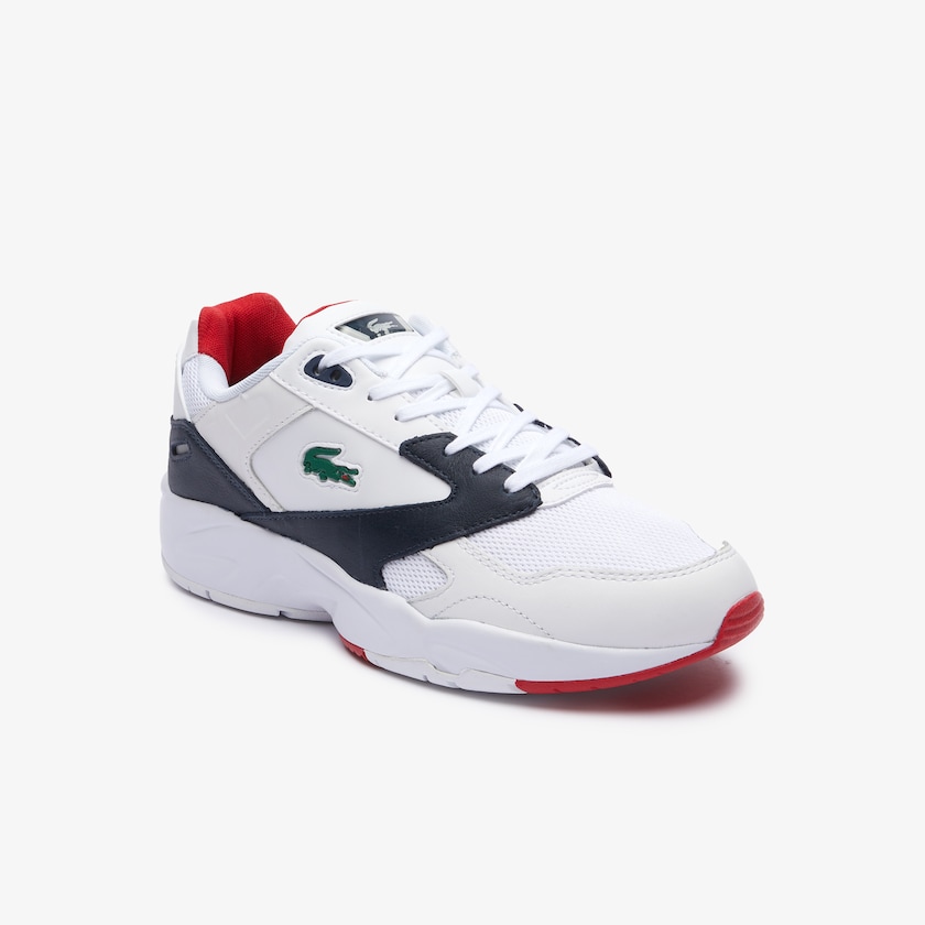 Men's Lacoste White / Navy Sneakers Storm 96 LO Mesh and Leather rubber crocodile ZH8-13221L6