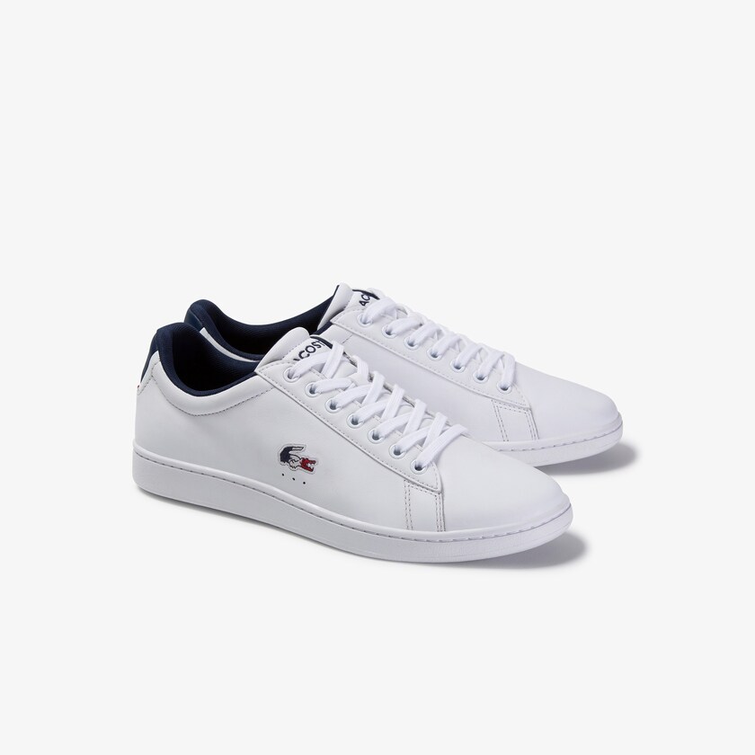 Men's Lacoste White / Navy / Red Sneakers Carnaby Evo Leather and Synthetic LJ5-34543W4