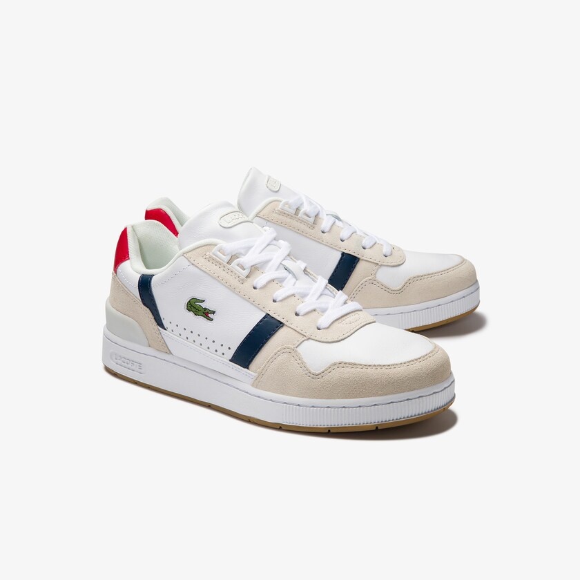 Women's Lacoste White / Navy / Red Sneakers T-Clip Tricolour Leather and Suede AH7-27192M6