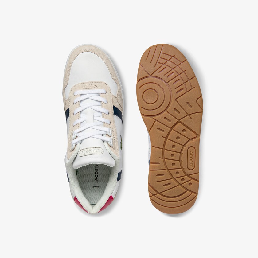 Women's Lacoste White / Navy / Red Sneakers T-Clip Tricolour Leather and Suede AH7-27192M6