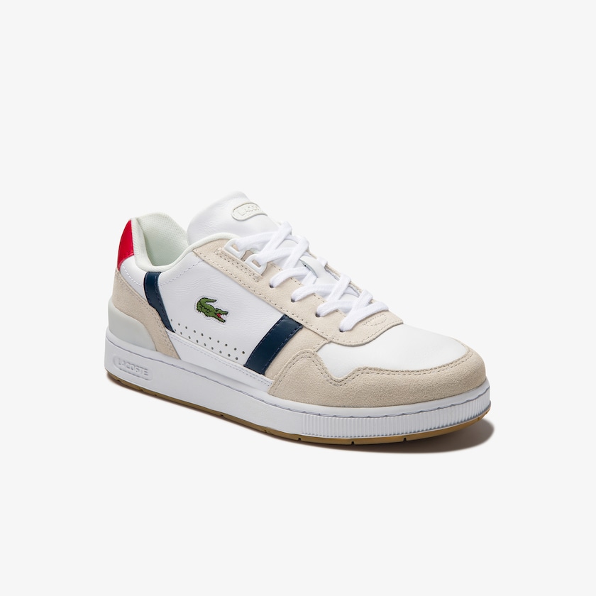 Women's Lacoste White / Navy / Red Sneakers T-Clip Tricolour Leather and Suede AH7-27192M6