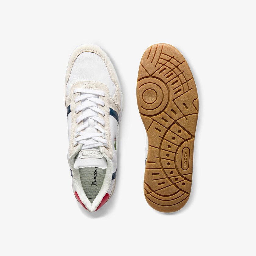Men's Lacoste White / Navy / Red Sneakers T-Clip Tricolour Leather and Suede DI3-29102K5