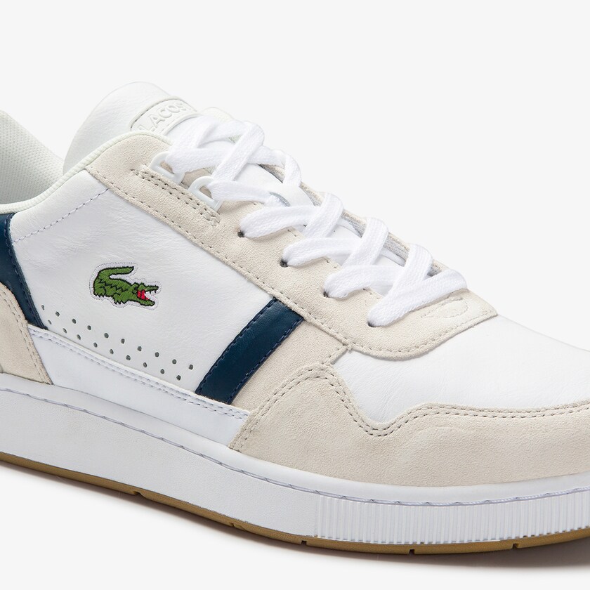 Men's Lacoste White / Navy / Red Sneakers T-Clip Tricolour Leather and Suede DI3-29102K5