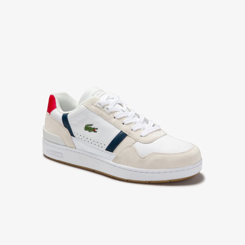 Men's Lacoste White / Navy / Red Sneakers T-Clip Tricolour Leather and Suede DI3-29102K5