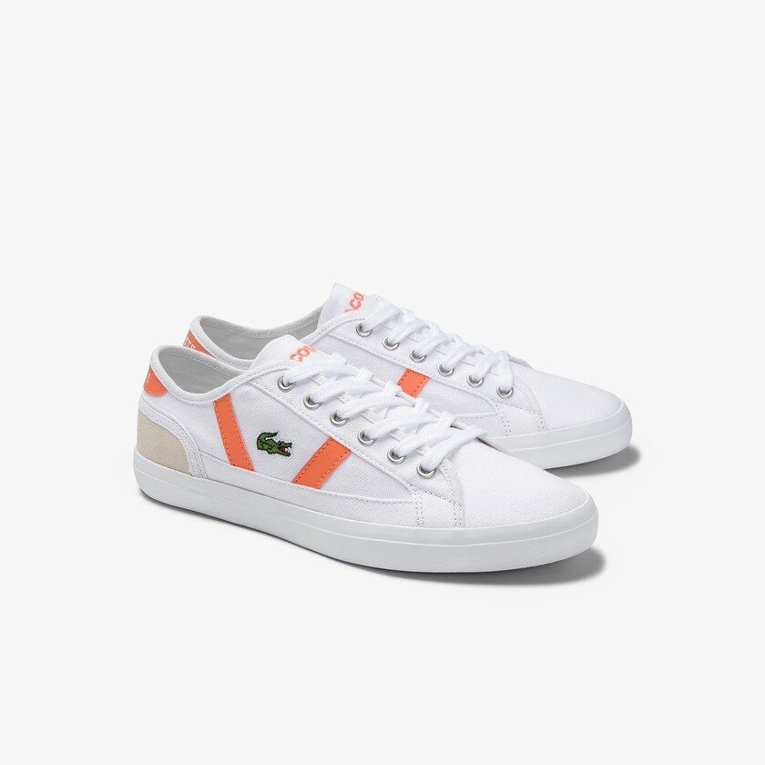 Women's Lacoste White / Orange Sneakers Sideline Canvas and Suede MO3-87108A8