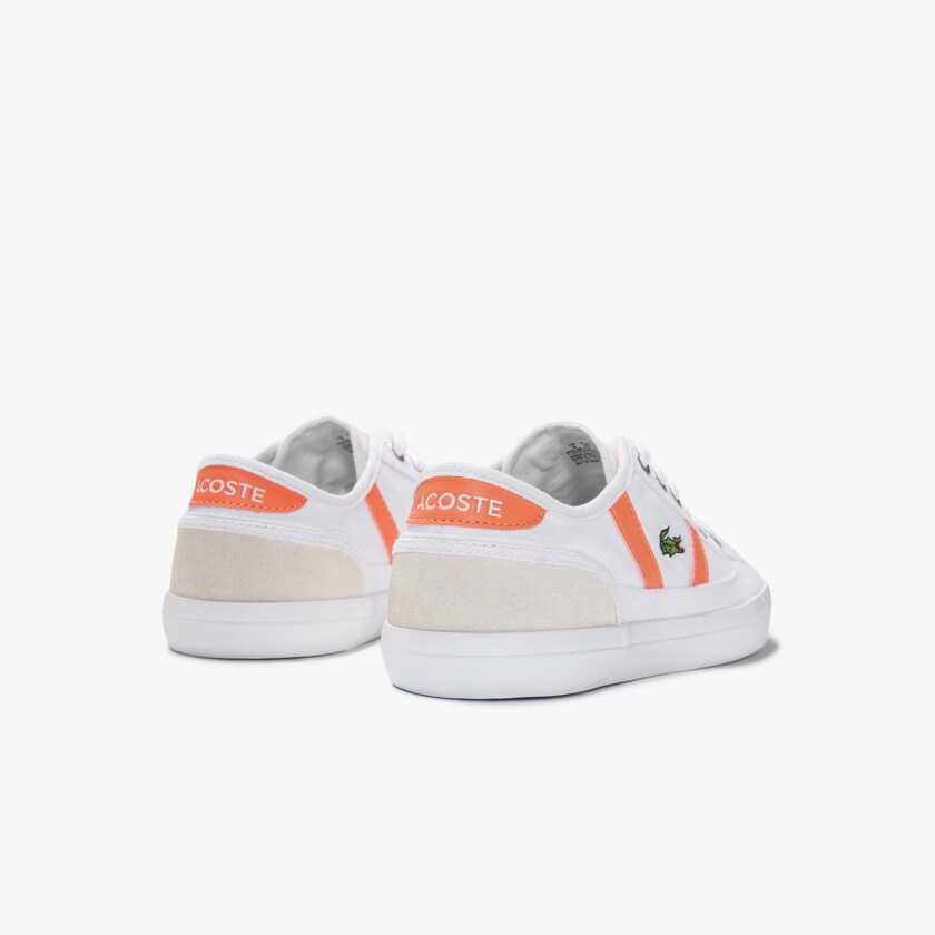 Women's Lacoste White / Orange Sneakers Sideline Canvas and Suede MO3-87108A8