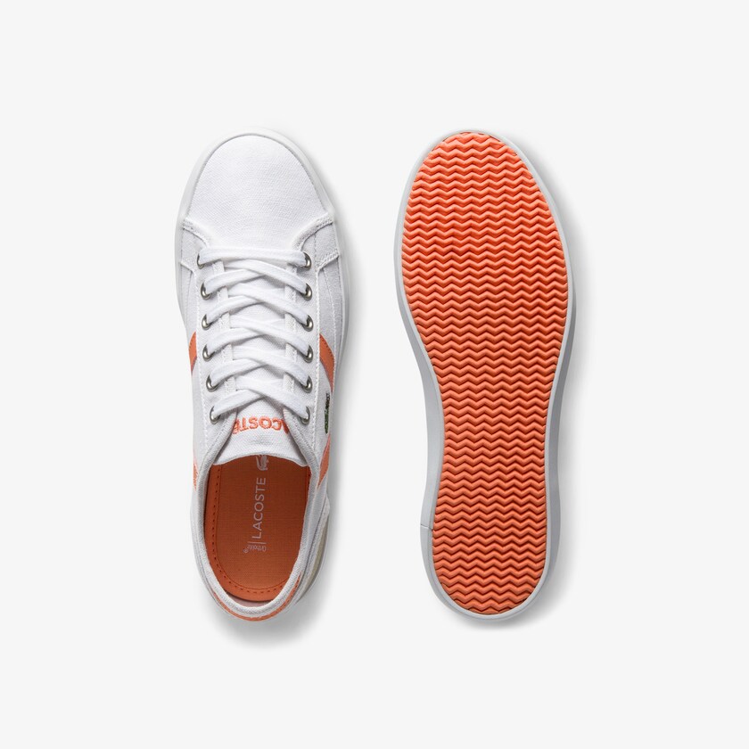 Women's Lacoste White / Orange Sneakers Sideline Canvas and Suede MO3-87108A8