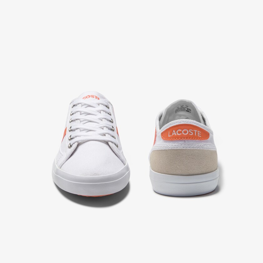 Women's Lacoste White / Orange Sneakers Sideline Canvas and Suede MO3-87108A8