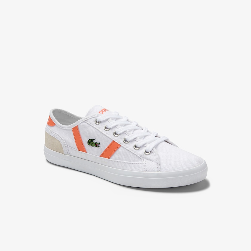 Women's Lacoste White / Orange Sneakers Sideline Canvas and Suede MO3-87108A8