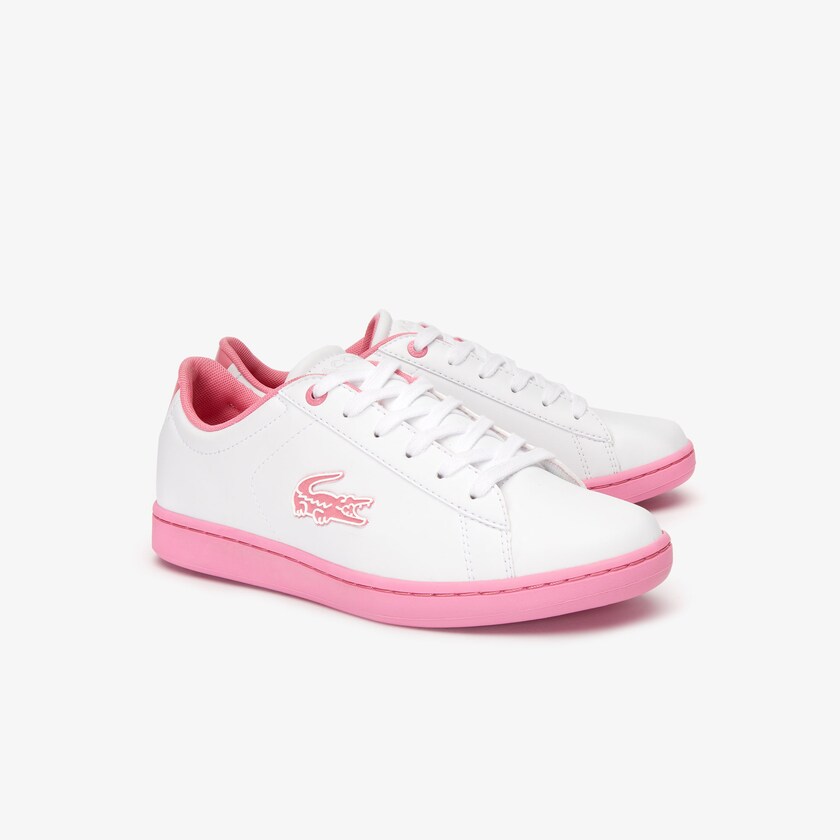 Kids' Lacoste White / Pink Sneakers Carnaby Evo Lace-up Synthetic DO2-51165C7
