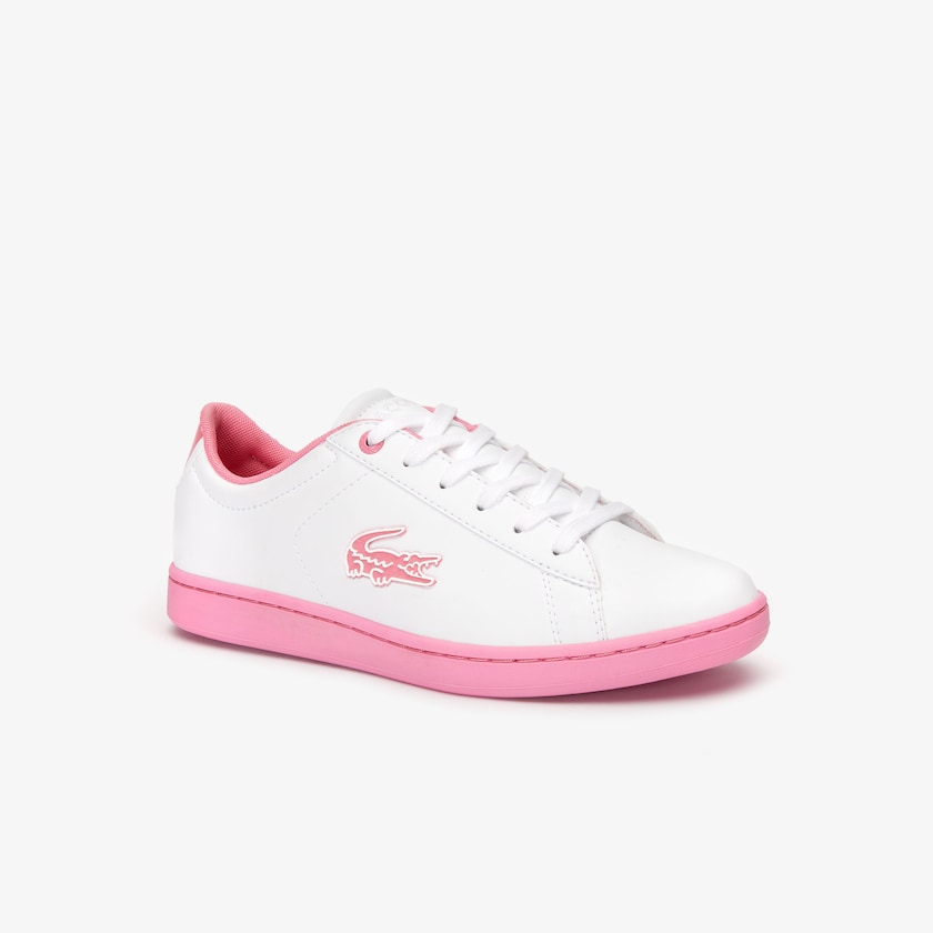 Kids' Lacoste White / Pink Sneakers Carnaby Evo Lace-up Synthetic DO2-51165C7