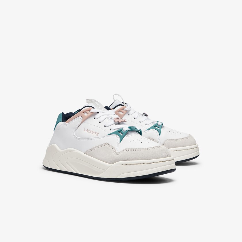 Women's Lacoste White / Pink Sneakers Court Slam Synthetic and Leather BP0-11831Q5