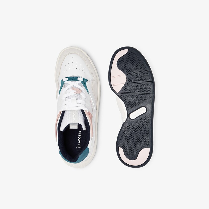 Women's Lacoste White / Pink Sneakers Court Slam Synthetic and Leather BP0-11831Q5