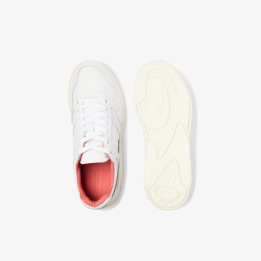 Men's Lacoste White / Pink Sneakers Game Advance Luxe Leather and Suede GT4-05770Q5