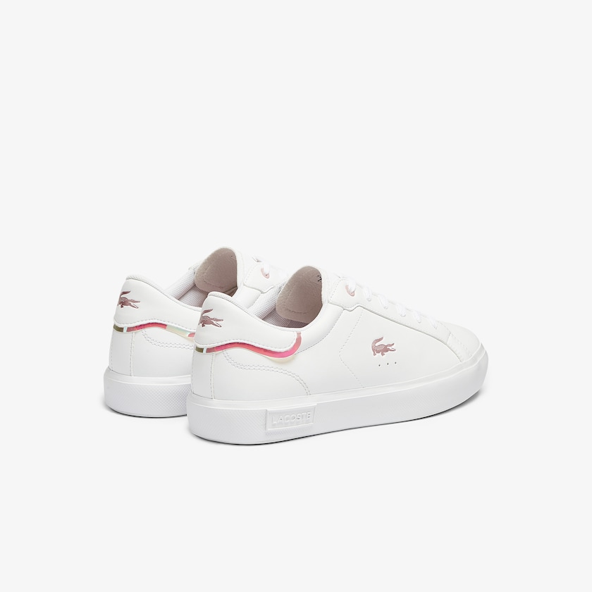 Kids' Lacoste White / Pink Sneakers Powercourt Synthetic Metallic Accent WA1-89358I2