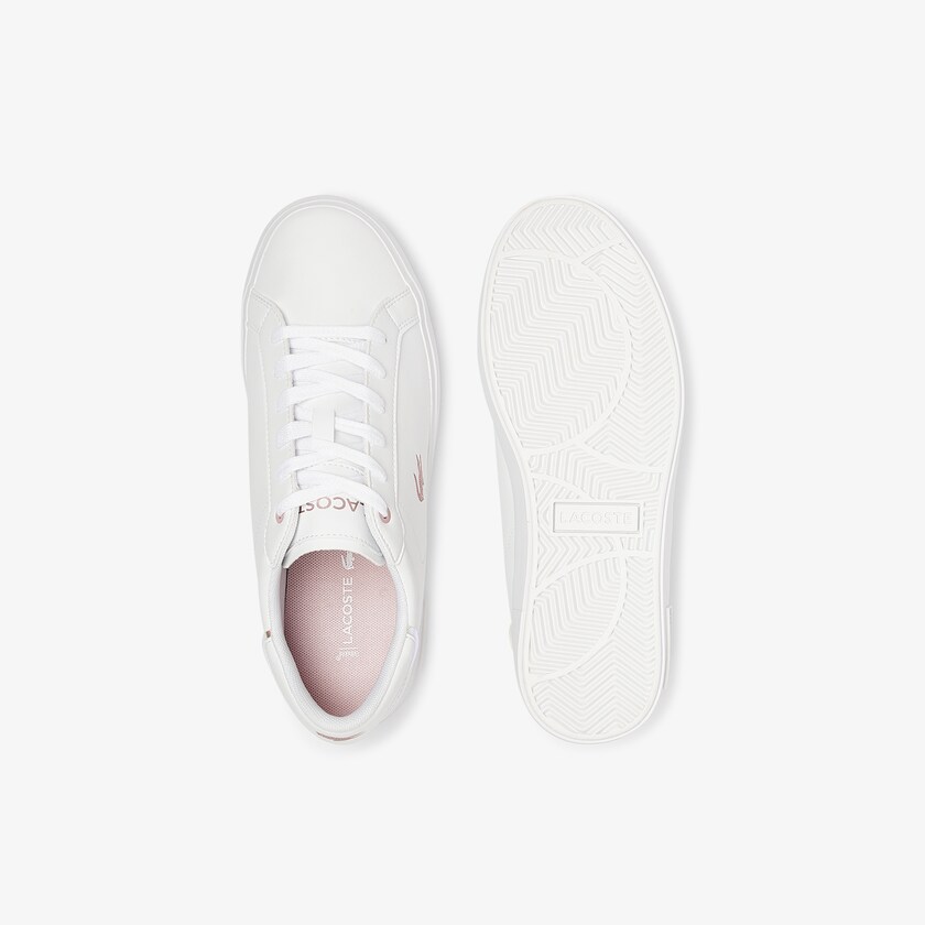 Kids' Lacoste White / Pink Sneakers Powercourt Synthetic Metallic Accent WA1-89358I2
