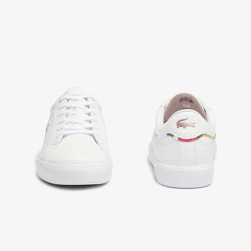 Kids' Lacoste White / Pink Sneakers Powercourt Synthetic Metallic Accent WA1-89358I2