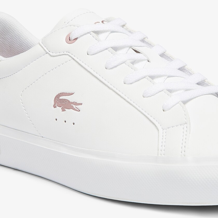 Kids' Lacoste White / Pink Sneakers Powercourt Synthetic Metallic Accent WA1-89358I2