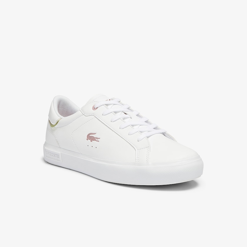 Kids' Lacoste White / Pink Sneakers Powercourt Synthetic Metallic Accent WA1-89358I2