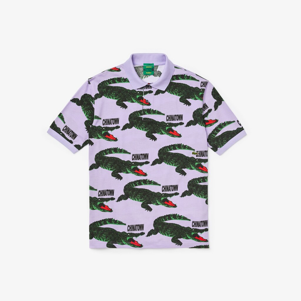 Men's Lacoste White / Red Polo Shirts LIVE Chinatown Market Collaboration Loose Fit YG0-28792N2