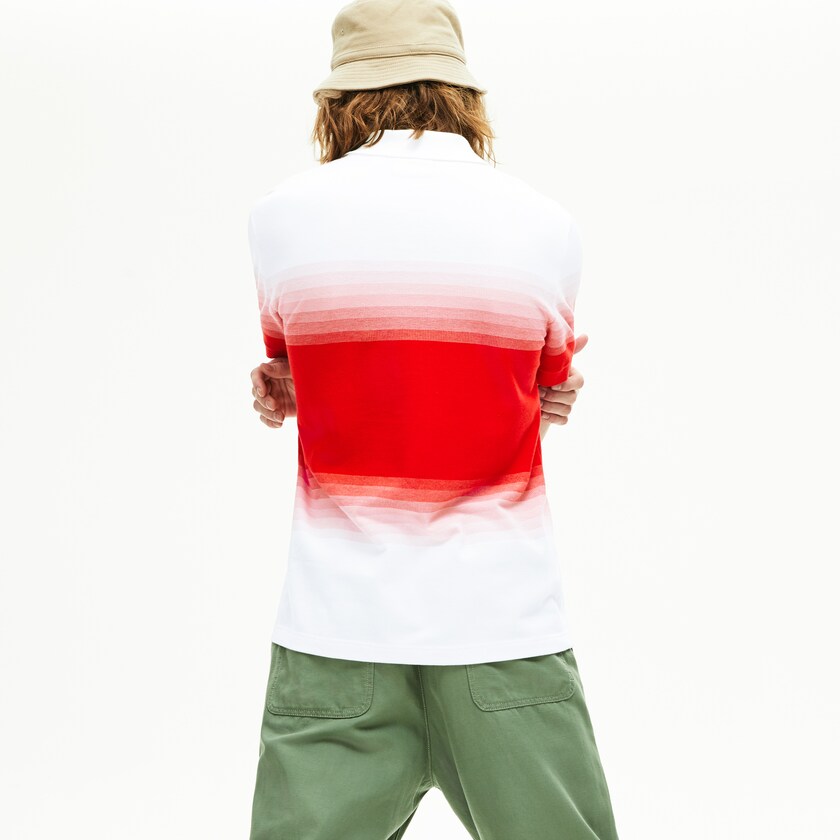 Men's Lacoste White / Red Shirts Made in France Cotton Piqué Regular Fit Polo CE7-60026H5