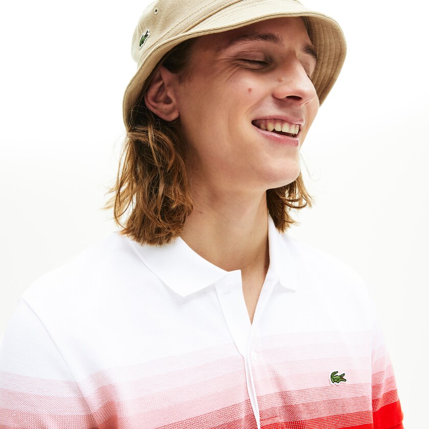 Men's Lacoste White / Red Shirts Made in France Cotton Piqué Regular Fit Polo CE7-60026H5