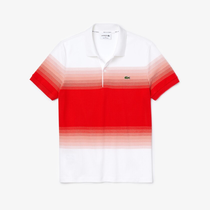 Men's Lacoste White / Red Shirts Made in France Cotton Piqué Regular Fit Polo CE7-60026H5