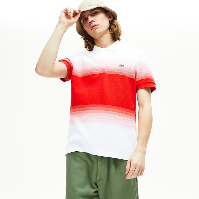 Men's Lacoste White / Red Shirts Made in France Cotton Piqué Regular Fit Polo CE7-60026H5