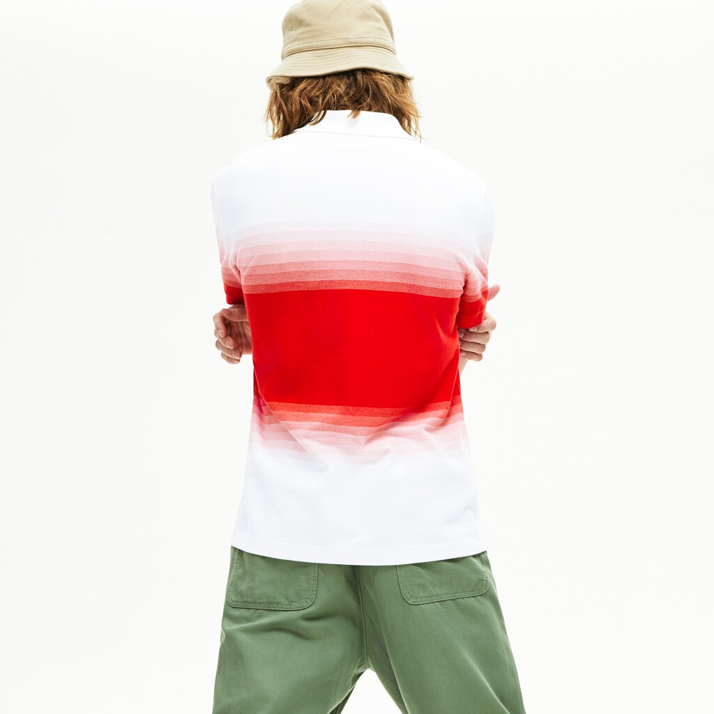 Men's Lacoste White / Red Polo Shirts Made in France Cotton Piqué Regular Fit DW6-59465L3