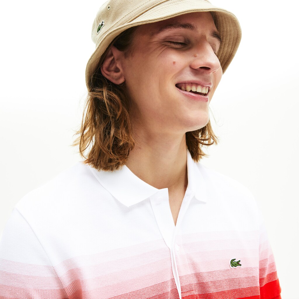 Men's Lacoste White / Red Polo Shirts Made in France Cotton Piqué Regular Fit DW6-59465L3
