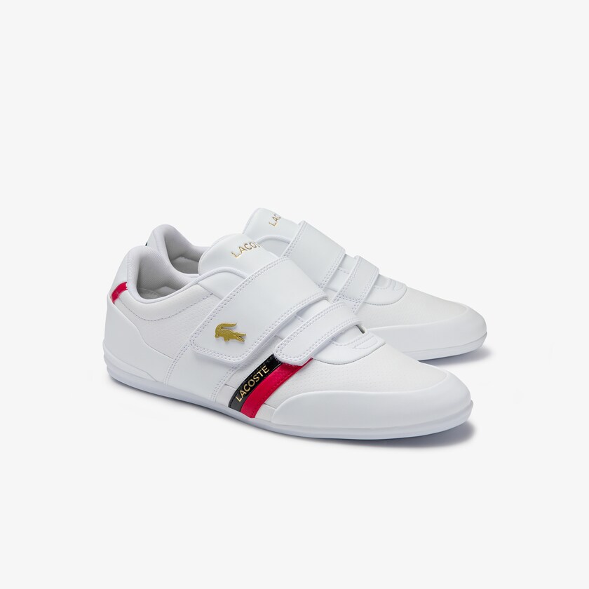Men's Lacoste White / Red Sneakers Misano Strap Leather and Synthetic FV9-88348F5
