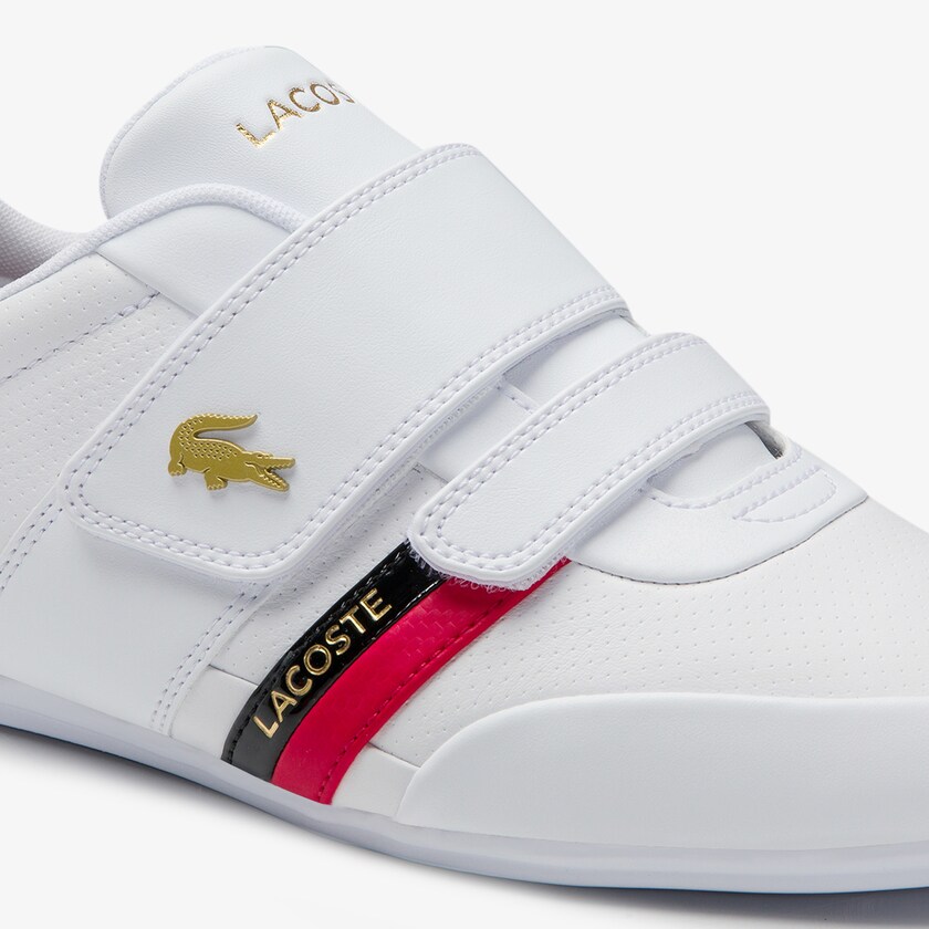 Men's Lacoste White / Red Sneakers Misano Strap Leather and Synthetic FV9-88348F5