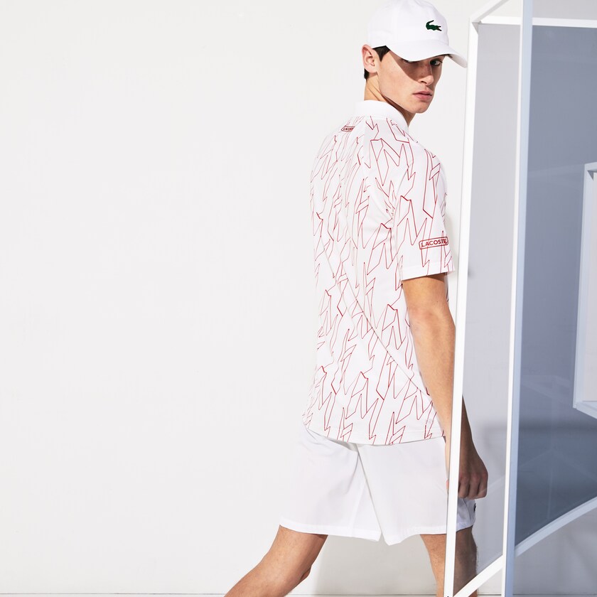 Men's Lacoste White / Red Shirts SPORT French Open Ultra Lightweight Stretch Polo EW9-25212H4