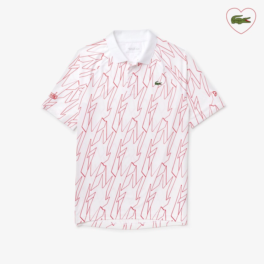 Men's Lacoste White / Red Shirts SPORT French Open Ultra Lightweight Stretch Polo EW9-25212H4