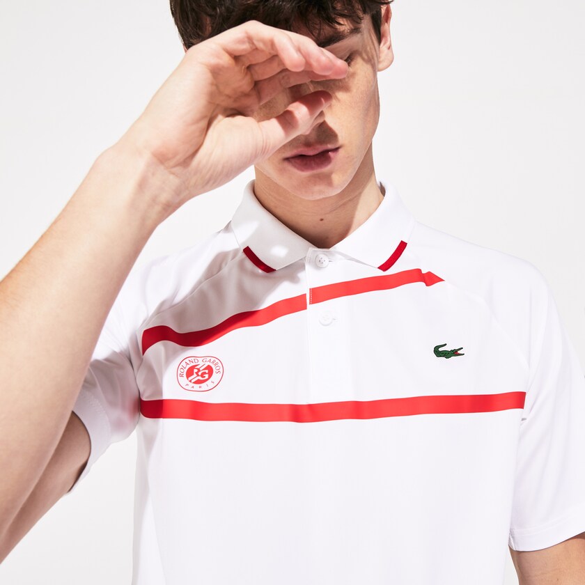 Men's Lacoste White / Red Shirts SPORT Roland Garros x Novak Djokovic Polo HJ0-96049T1