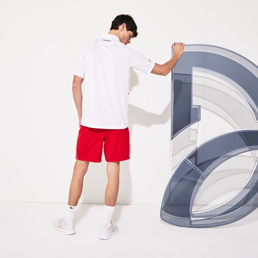 Men's Lacoste White / Red Shirts SPORT Roland Garros x Novak Djokovic Polo HJ0-96049T1