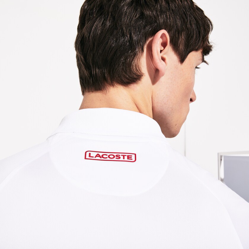 Men's Lacoste White / Red Shirts SPORT Roland Garros x Novak Djokovic Polo HJ0-96049T1
