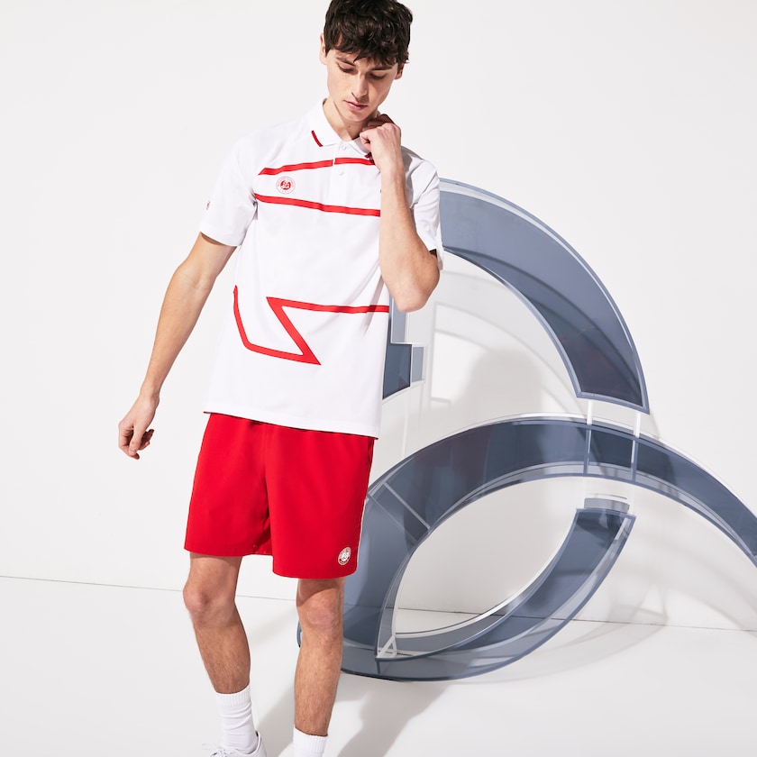 Men's Lacoste White / Red Shirts SPORT Roland Garros x Novak Djokovic Polo HJ0-96049T1