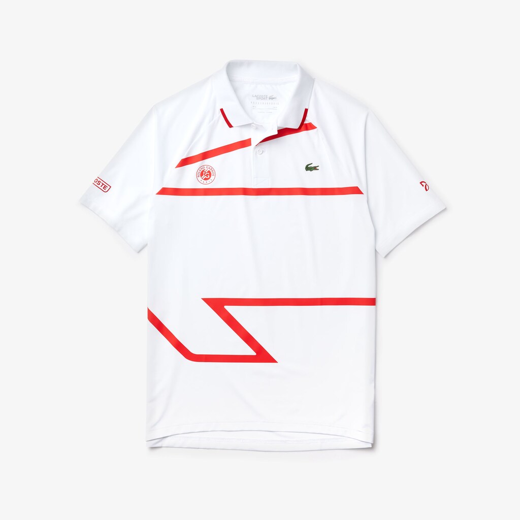 Men's Lacoste White / Red Polo Shirts SPORT Roland Garros x Novak Djokovic JN3-30103Q0