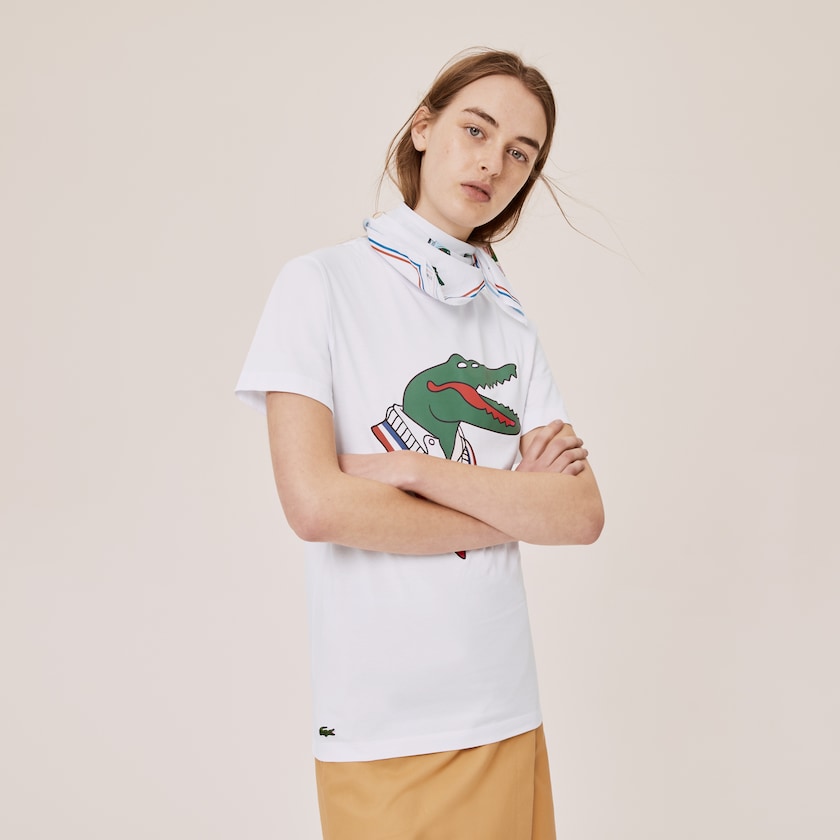 Women's Lacoste White / Red T Shirts x Jean-Michel Tixier Graphic KL7-75567L4